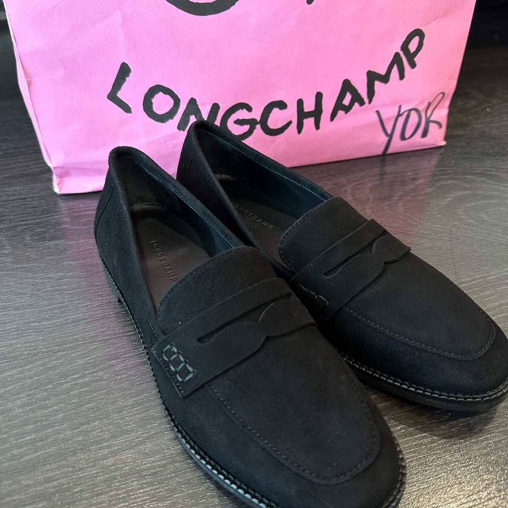 Longchamp Women’s Black Loafers Size 35 NEW